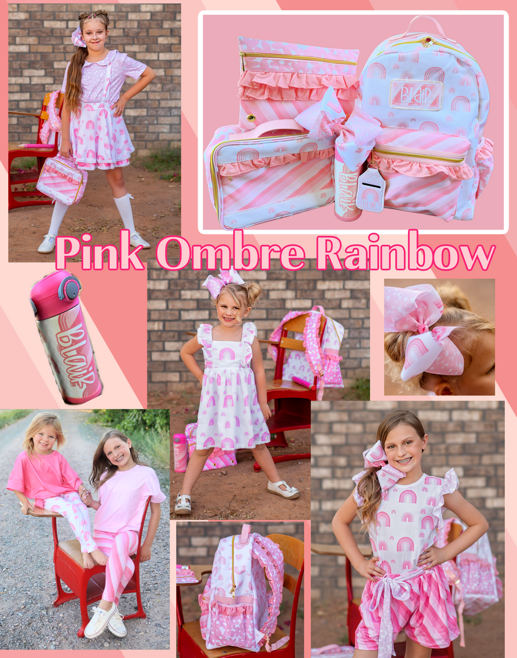 2023 M2M Backpacks - CLOTHING COLLECTIONS/ Pink Ombre Rainbow