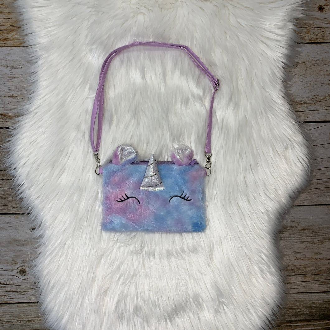 Girl's Faux Fur Unicorn Purse - Purple