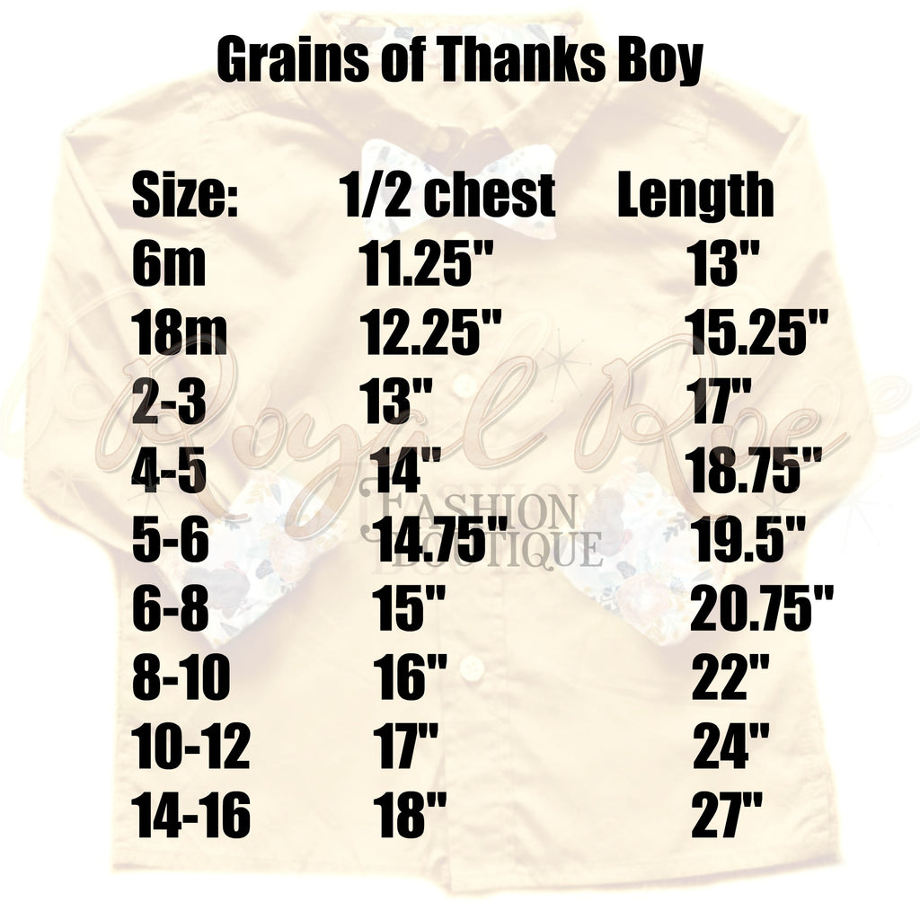Grains of Thanks Boys Shirt and Bow Tie – Royal Roe LLC