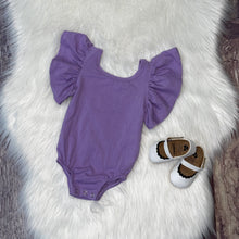 Knit Cotton Flutter Sleeve Bow Back Leotard - Lavender